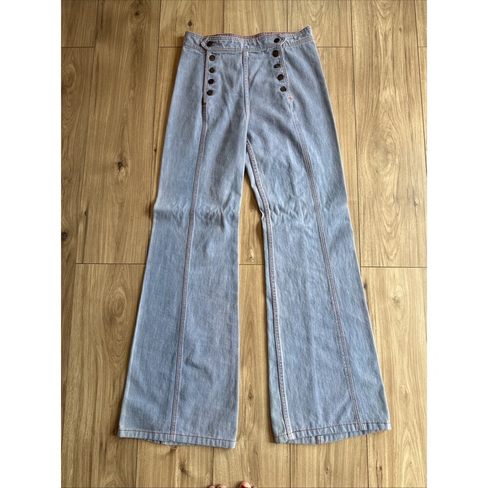 Faded Glory Vintage Bell Bottom Jeans 1970's Sailor Buttons Wide Leg Hippie